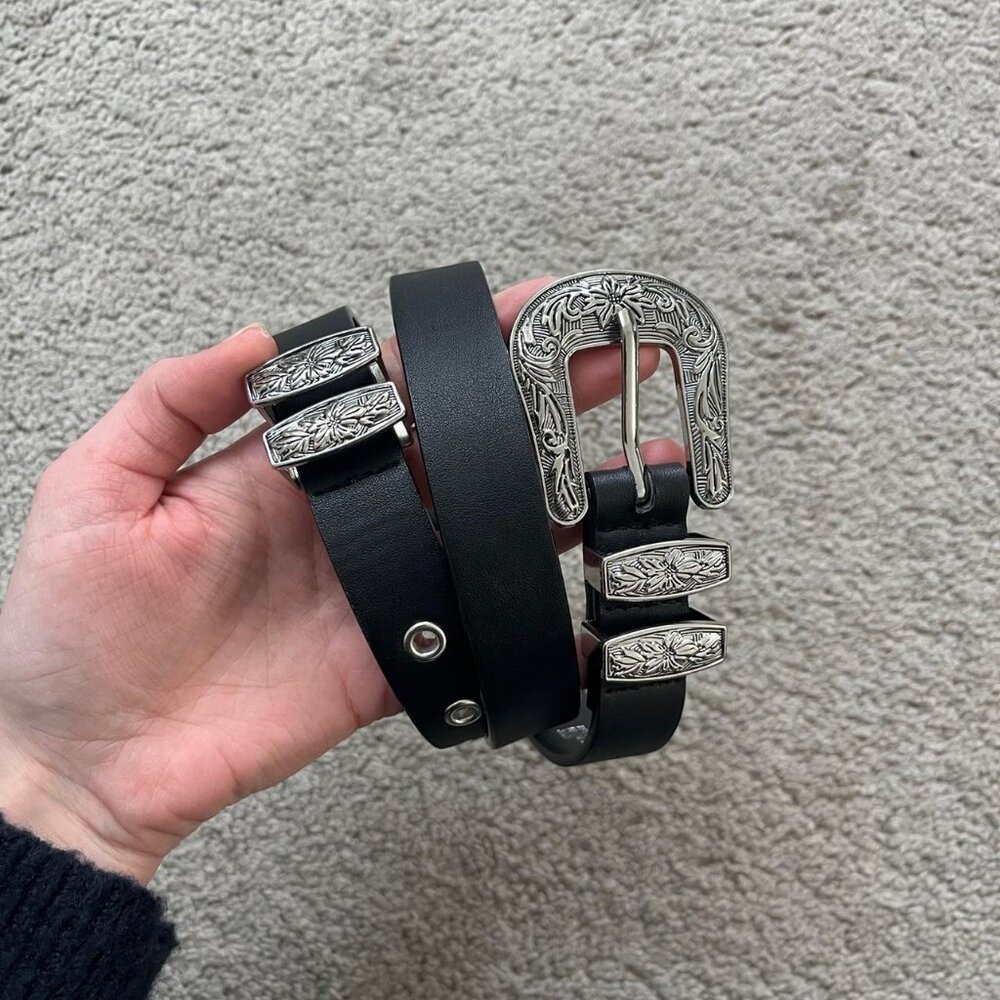 Black Cowboy Buckle Belt